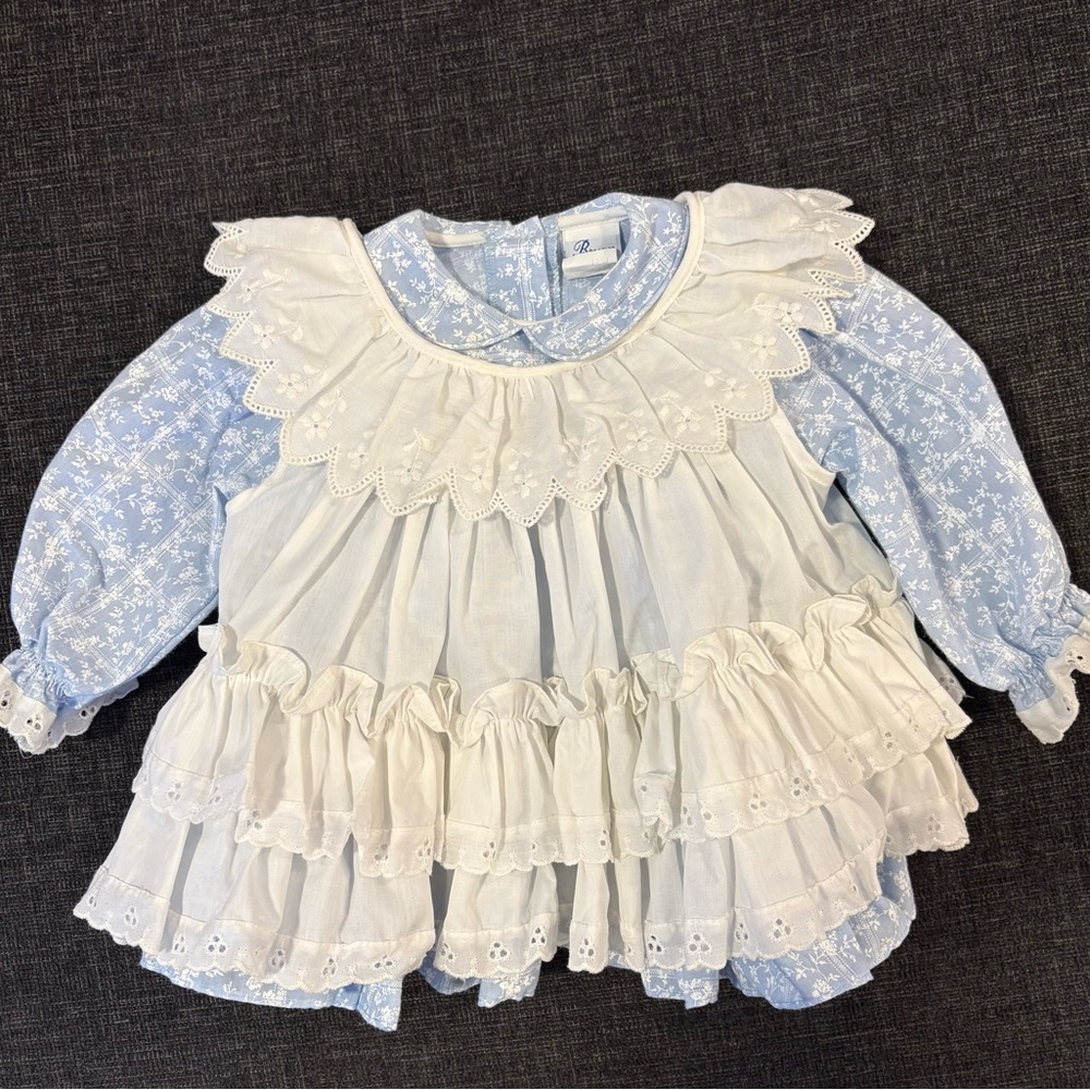 Vintage 1980s Bryan Baby Pinafore Dress 12m Heirloom Cottagecore prairie style
